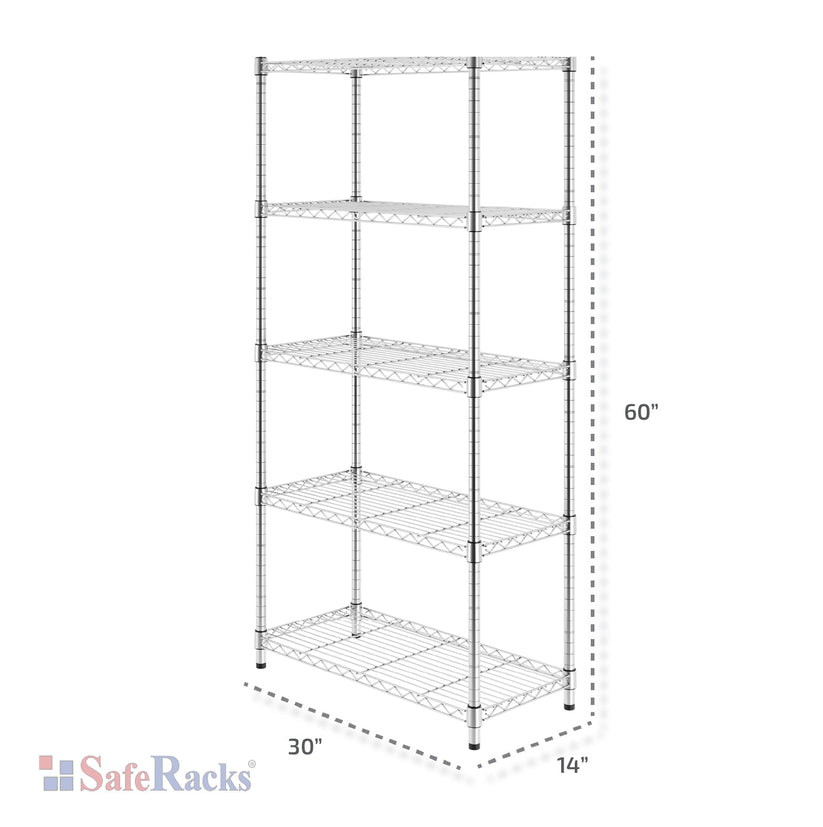 14" x 30" x 60" 5-Tier Wire Shelving