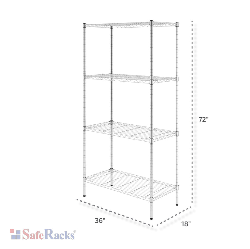 18" x 36" x 72" 4-Tier Wire Shelving