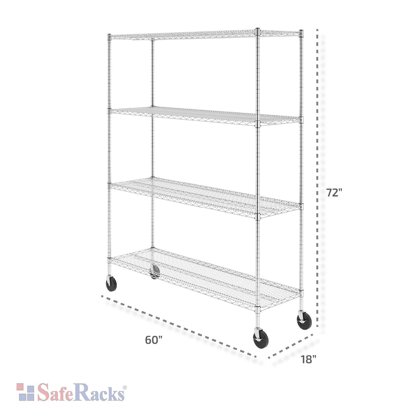 18" x 60" x 72" 4-Tier Wire Shelving