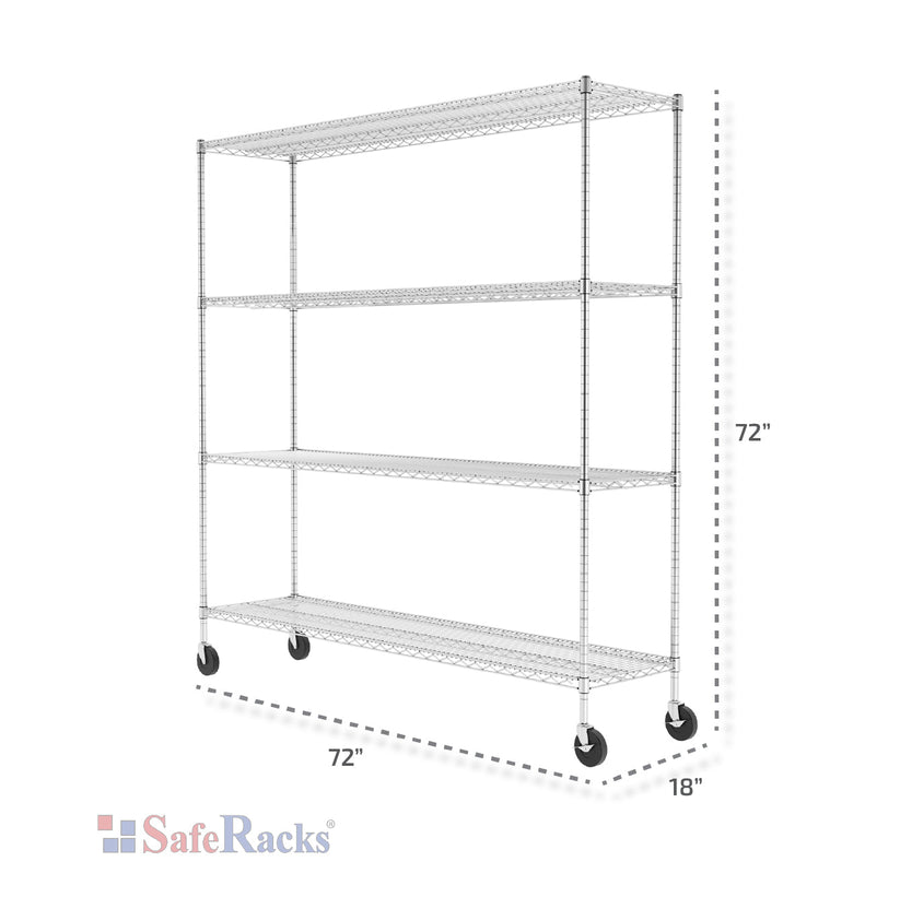 18" x 72" x 72" 4-Tier Wire Shelving