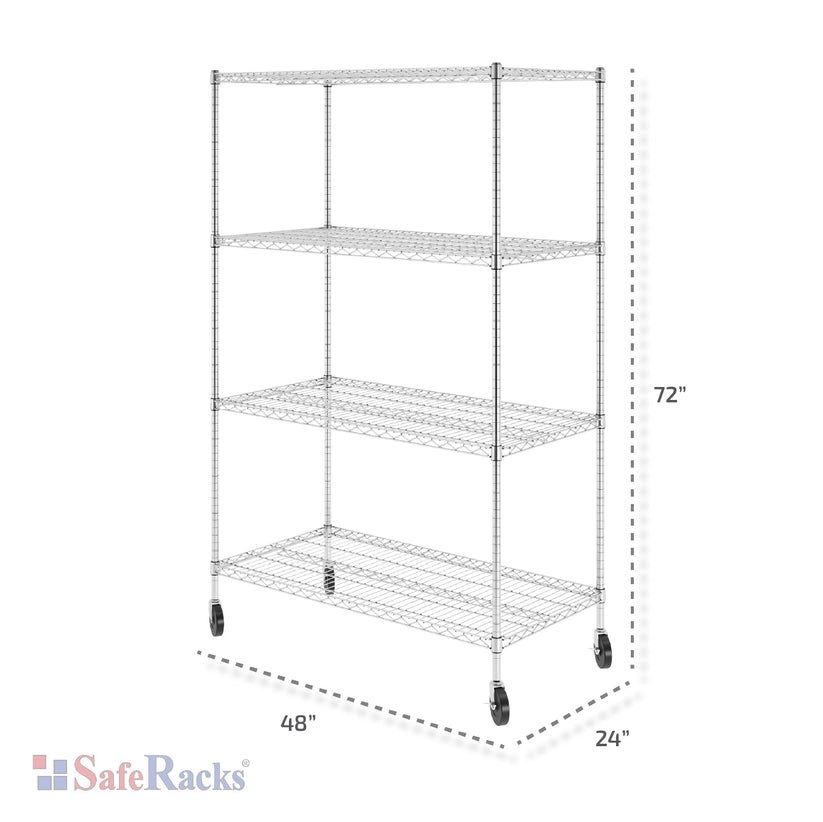 24" x 48" x 72" 4-Tier Wire Shelving