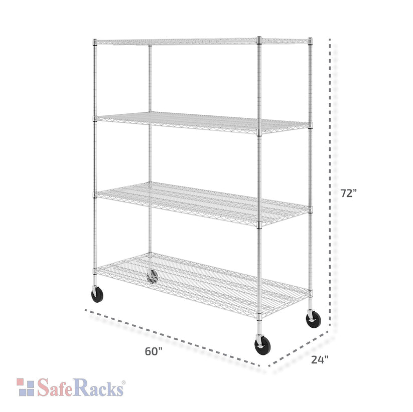 24" x 60" x 72" 4-Tier Wire Shelving